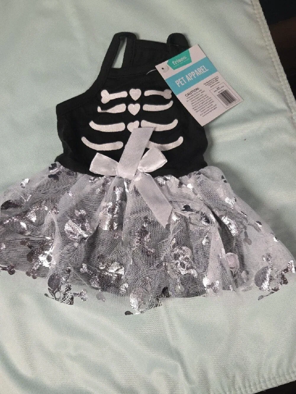 Frisco Black & Silver Skeleton Tutu Dress for Dogs